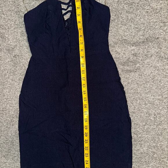 Strapless Navy Blue Bodycon Bandage Dress Size 5 - Picture 7 of 8